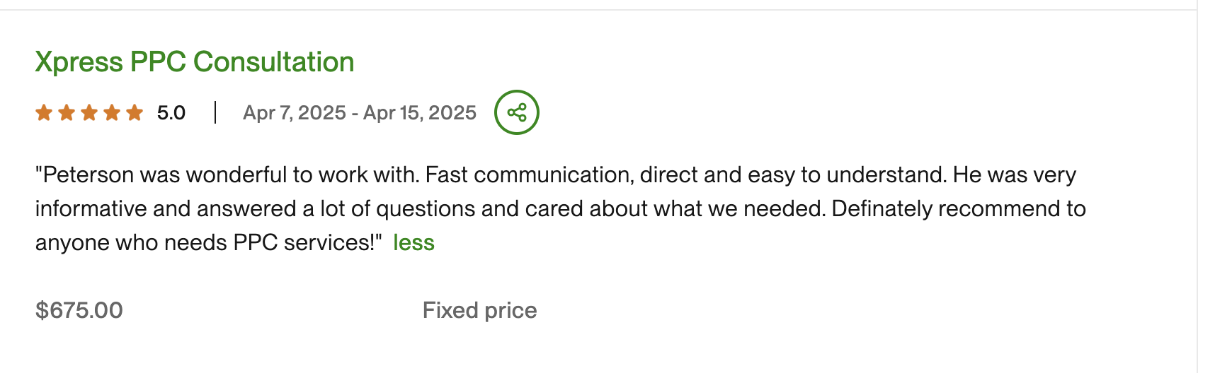 Client message about campaign performance